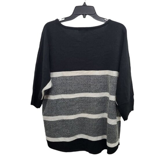 A.n.a‎ Ana Woman's Black White Stripe 100% Acrylic Knit 3/4 Sweater Plus Size 1X - Picture 5 of 5
